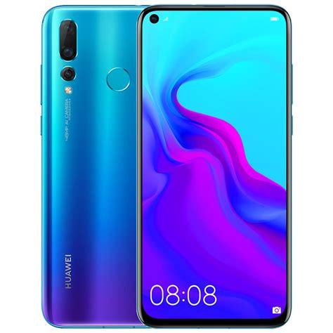 The back side is covered in glass, a purple/blue one the likes of which you'd see on the huawei mate 20. Huawei nova 4 48mp triple rear camera 6.4 inch 8gb 128gb ...