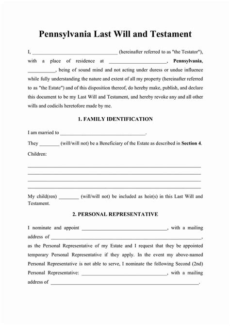 Fillable Last Will And Testament Form Printable Forms Free Online