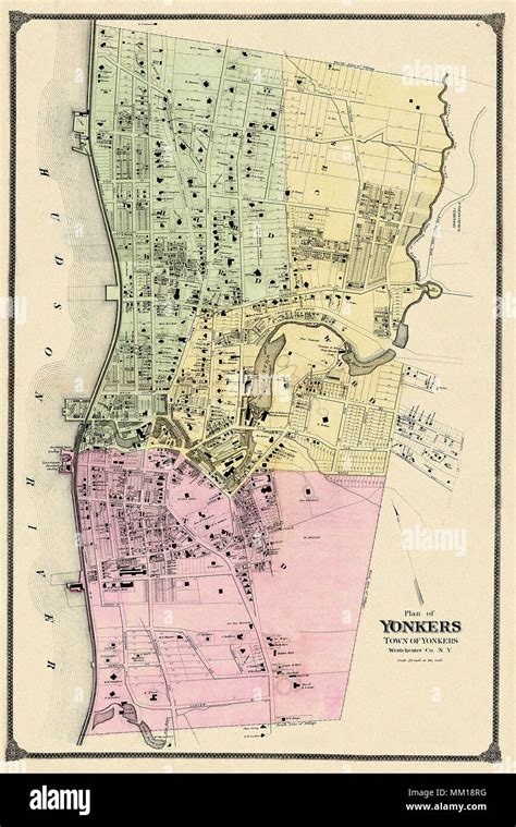 Map Of Yonkers 1867 Stock Photo Alamy