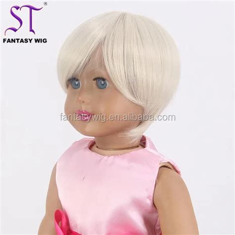Doll Wig Manufacturer Lovely Short Bob Blonde New Design Synthetic Doll Wig For 18 Inch American