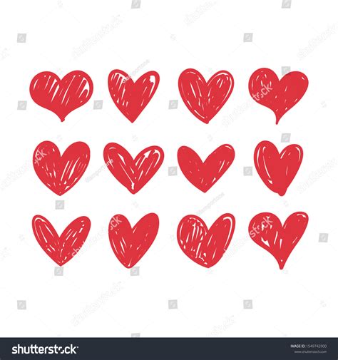 Doodle Hearts Hand Drawn Love Heart Stock Vector Royalty Free 1549742900