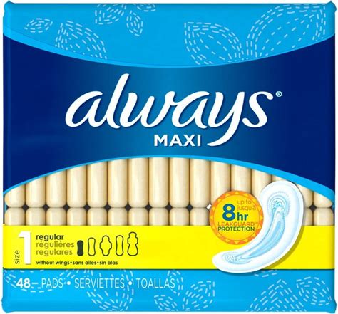 Always Maxi Pads Without Wings Unscented Regular Pack Of