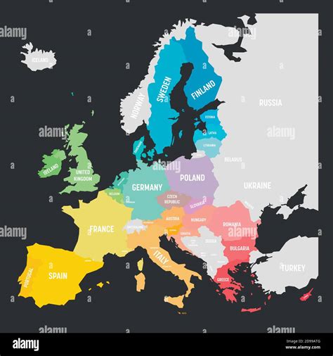 Colorful Vector Map Of Eu European Union Member States Stock Vector