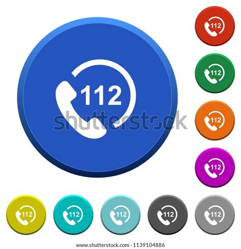 Emergency Call 112 Round Color Beveled Stock Vector Royalty Free