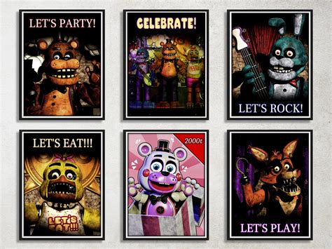 Set Of 6 Five Nights At Freddys Poster Bundle For Bedroom Etsy Canada