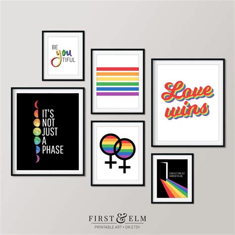 Lgbt Pride Wall Art Set Of 6 Prints Unique Gallery Wall Etsy