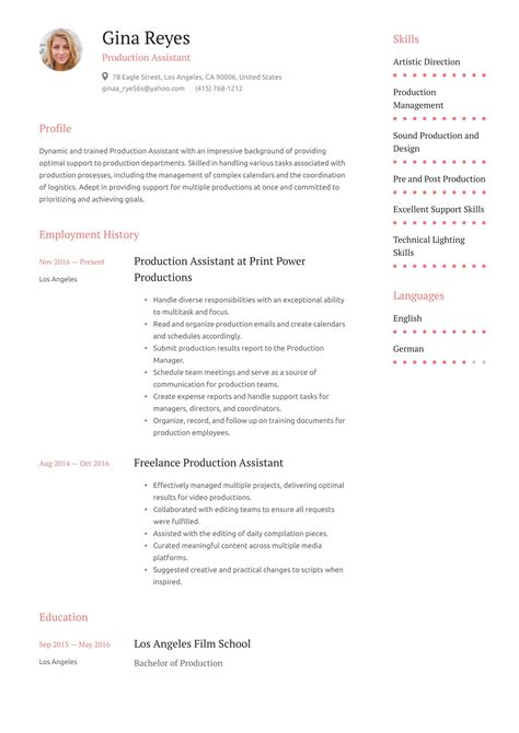 Production Assistant Resume Examples And Writing Tips 2023 Free Guide