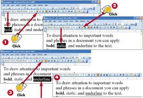 Applying Bold Italic And Underline Easy Microsoft Office 2003