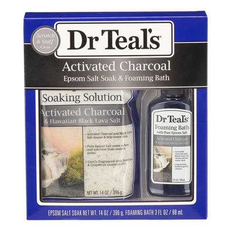 Dr Teals Activated Charcoal Pure Epsom Salt Soaking Solution And Foaming Bubble Bath Set