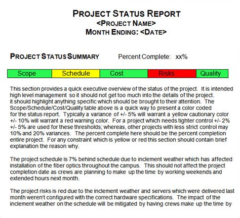 Powerpoint Status Report Template