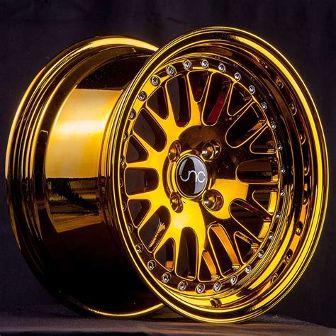 For 15x8 Inch 1 Single Wheel Only Jnc Wheels 15 Jnc001 Gold Chrome Rim 4x100 Jnc Wheels