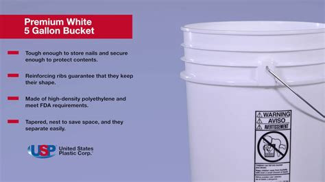 Premium White 5 Gallon Bucket Us Plastic Corporation Youtube