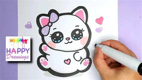 Learn How To Draw A Drawing Cute Kitty With Cute Eyes And Ears