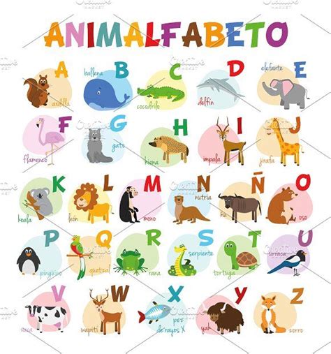 Spanish Animal Alphabet Vector Learning Spanish Spanish Animals