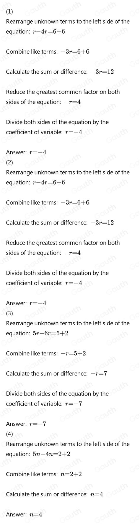 solved 1 both sides of the equal sign 2 r 6 6 4r 4 5r 2 6r 5 6 2 5n 4n 2 [algebra]