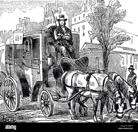 An Engraving Depicting A Fiacre A Form Of A Hackney Coach A Horse
