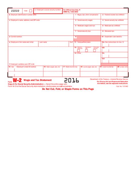 2016 Form IRS W-2 Fill Online, Printable, Fillable, Blank - pdfFiller
