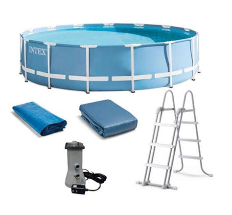 Intex 15 Feet X 48 Inches Prism Frame Pool Set With Ladder Cover And Pump