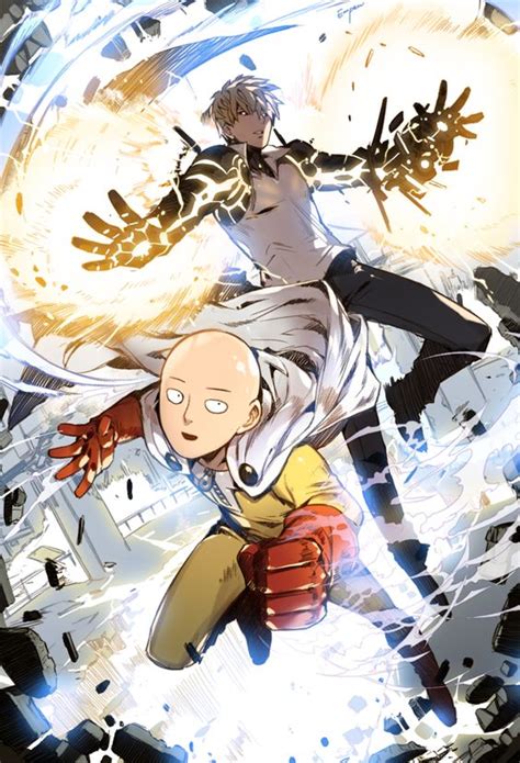 Saitama And Genos One Punch Man Anime Art Series Male