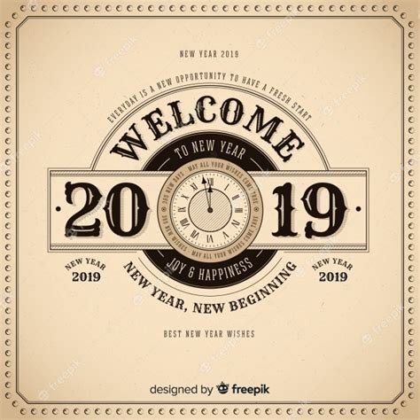 Vintage Happy New Year 2019 Background Vector Free Download
