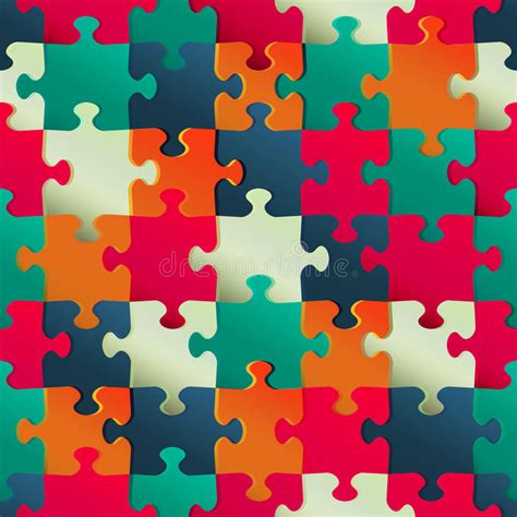 Multicolor Puzzle Seamless Pattern Stock Vector Illustration Of