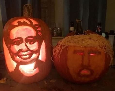 trumpkins and clinton pumpkins keep carvers busy this halloween bbc news
