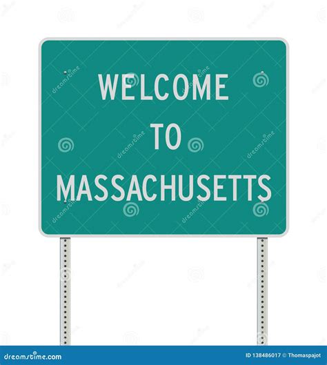 Welcome To Massachusetts Road Sign Stock Vector Illustration Of