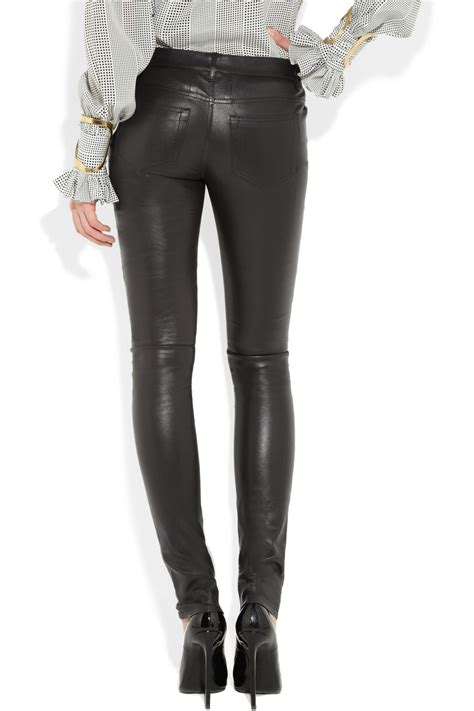 Saint Laurent Leather Skinny Pants In Black Lyst