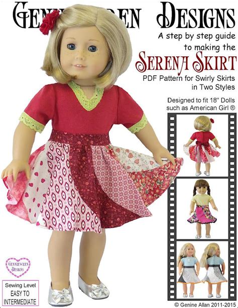 Genniewren Designs Serena Skirt Doll Clothes Pattern 18 Inch American