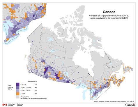 Canada Evolution Of The Population 2011 2016 • Map •