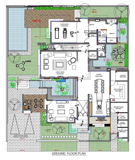 Villa plan dwg free download arc. am_140315_20 | Courtyard house plans, Home design floor ...