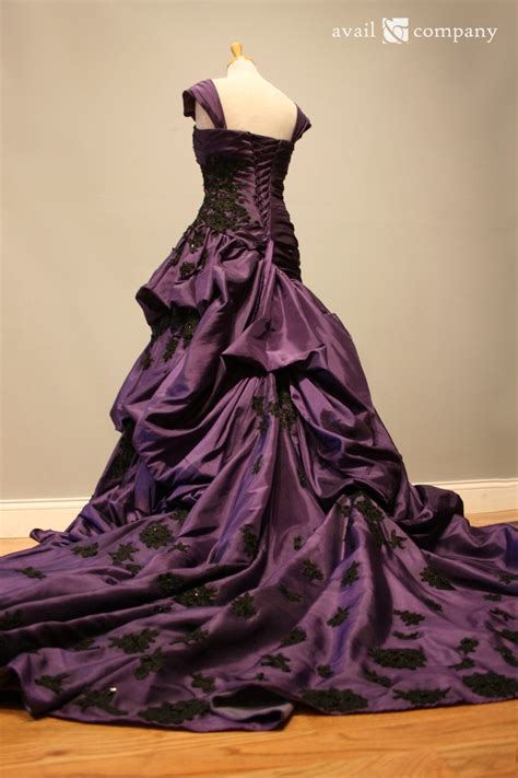 Purple and black gothic wedding dresses strapless appliques lace tulle a line top rated seller. Purple and Black Gothic Wedding Dress Ball Gown - Angela ...