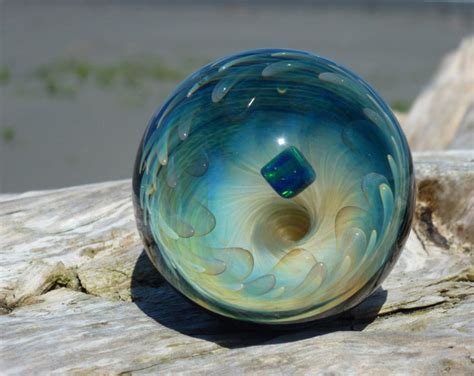 Mib Fumed Implosion Vortex Marble With Encased Gilson Opal Etsy