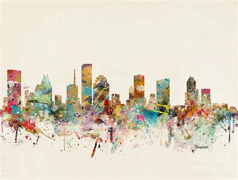 Houston Texas Skyline Painting By Bri Buckley Pixels