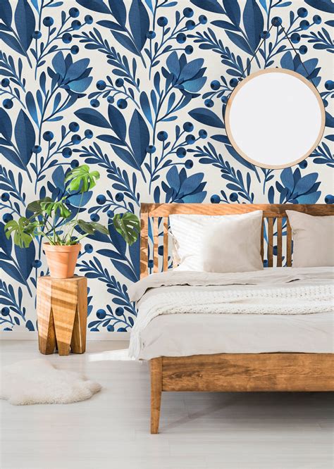 Blue Flower Wallpaper Botanical Wallpaper Wallpaper Textured Summer