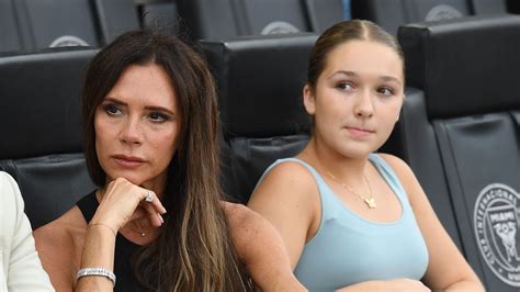 Harper And Victoria Beckham Twin In Matching Bodysuits And Ponytails For David S Special