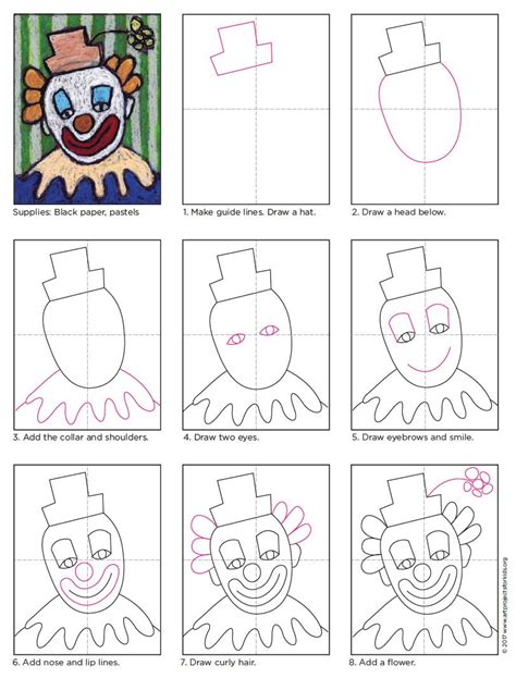 Easy How To Draw A Clown Face Tutorial Kids Art Projects Art Videos