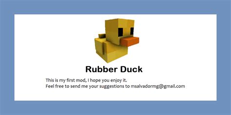 Github Salvadormg15rubber Duck The Rubber Duck Minecraft Mod Forge