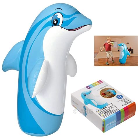 Intex 3d Bop Bag Dolphin Inflatable Blow Up Punching Bag Toy T
