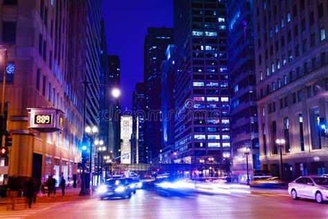 Chicago Highway With Heavy Traffic At Night Usa Stock Photo Image Of