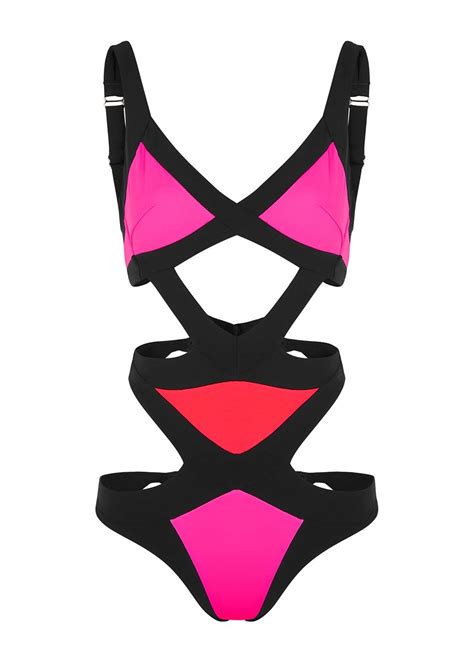 Agent Provocateur Synthetic Mazzy Tri Tone Cut Out Swimsuit In Pink Lyst
