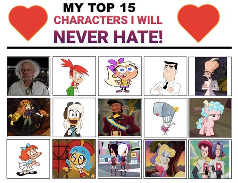 My Top 15 Characters I Will Never Hate By Toongirl18 On Deviantart
