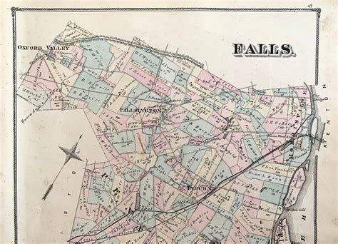 1875 Falls Township Map Original Bucks County Atlas Map Etsy España