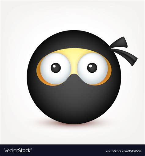 Smiley Ninja Emoticon Yellow Face With Emotions Vector Image