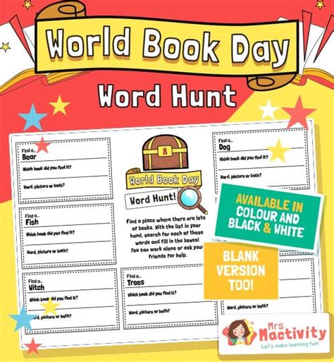 World Book Day Word Hunt Activity World Book Day Resources Ks1 Ks2