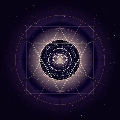 Vector Illustration Of Sacred Or Mystic Symbol On Abstract Background