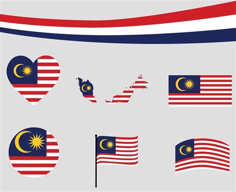 Malaysia Flag Map Ribbon And Heart Icons Vector Abstract 3083518 Vector
