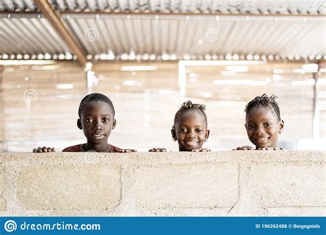Three Gorgeous African Black Children Playing Smiling And Laughing