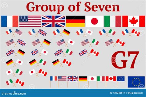 Group Of Seven Set Of Flags Of G7 Member Countries Official