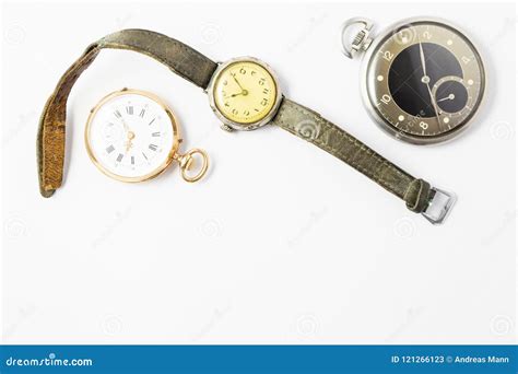 Set Of Vintage Style Watches On White Background Stock Image Image Of